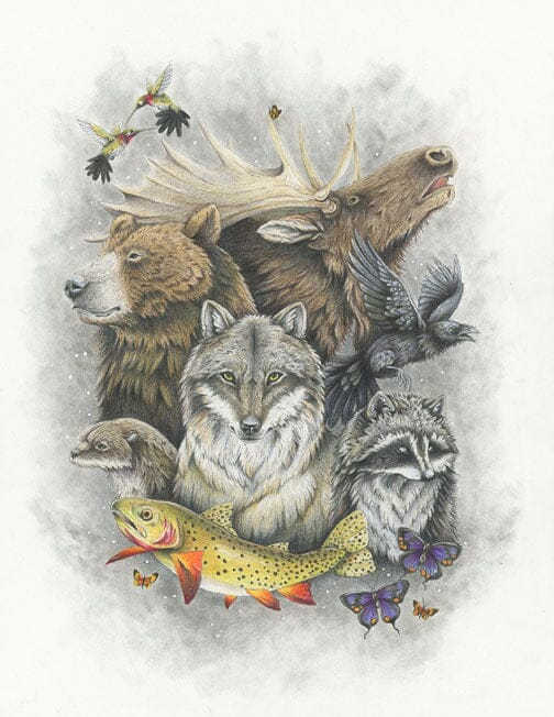 Totem - Illustration Print Fine Art Prints Native Fauna Art 8.5x11 