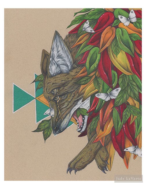 Coyote Ristra - Illustration Print Fine Art Prints Native Fauna Art 