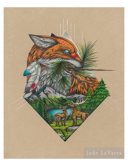 Red Fox "Hiraeth" - Illustration Print Fine Art Prints Native Fauna Art 